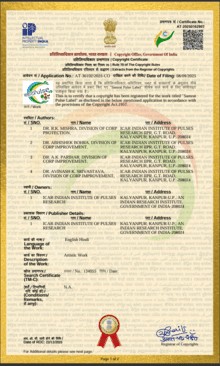 Copyright certificate for SAMRATPULSE label