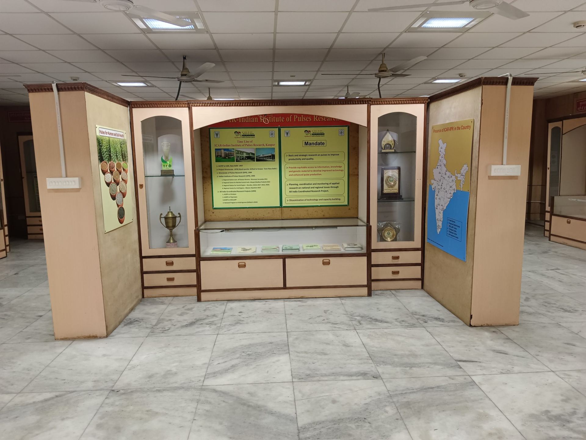 Displays inside the museum at ICAR-IIPR, Kanpur