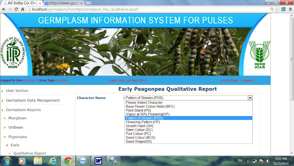Plant genetic resources database and information system